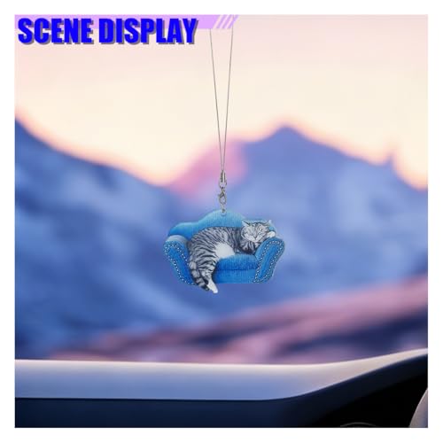 Cute Acrylic Cat Rear View Mirror Charm for Car Decor