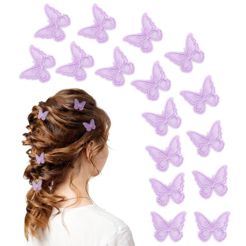 TODDER 16 Pcs Purple Butterfly Hair Clips, Y2K Fairy Hair Accessories