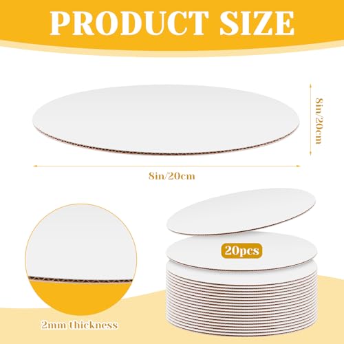 8-Inch Round Cake Boards - 20 Pack Disposable White Cardboard