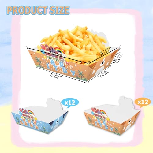 24 Cartoon Blue Dog Disposable Paper Food Trays for Parties
