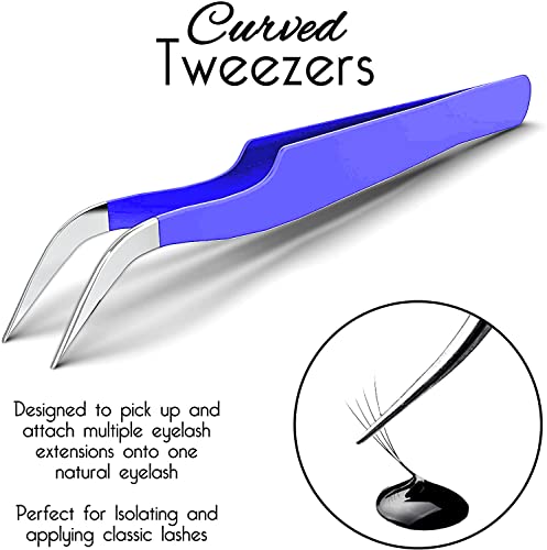 SIVOTE Eyelash Extension Tweezers for Classic & Volume Lashes, 2-Pack Purple