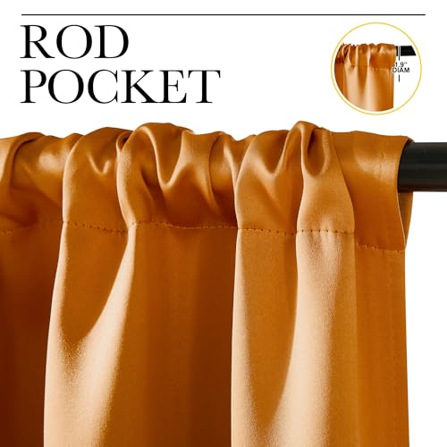 NICETOWN Room Darkening Satin Curtains - 42" x 36" - 2 Panels, Orange