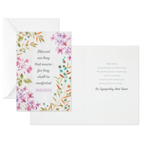 Hallmark Religious Sympathy Cards - 12-Pack with Floral Designs