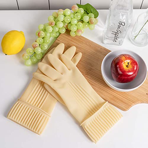 Mamison Reusable Natural Rubber Kitchen Gloves - Non-Slip, Medium, 2 Pairs