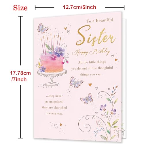 MM-448 Sister Birthday Card - Happy Birthday Gift Card for Sister