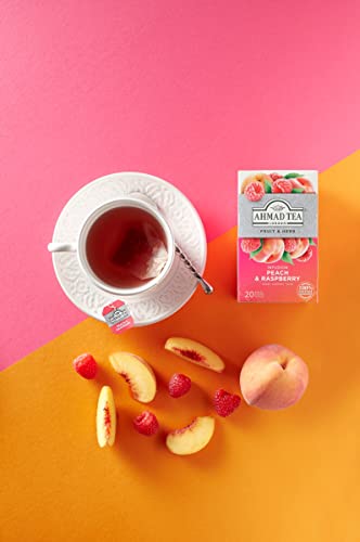 Ahmad Tea Peach Raspberry Herbal Tea Bags - Decaffeinated, 20 Count