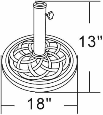 UBP18181-BR Cast Stone Umbrella Base - 18-Inch Rust-Free Composite with Bronze Powder Coating