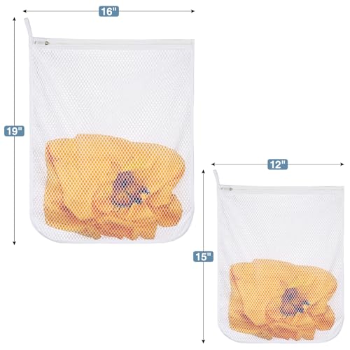 LAFFTRAK Honeycomb Mesh Laundry Bags for Delicates - 2 Large, 2 Medium