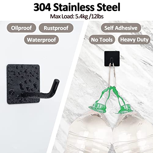 Heavy Duty Adhesive Hooks - Long Stainless Steel Towel Holder
