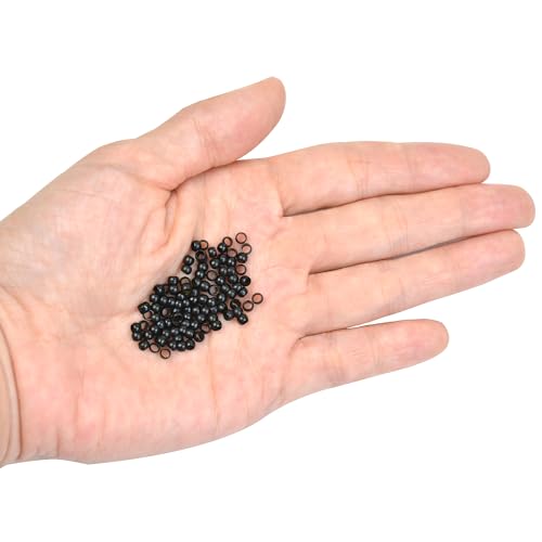 Black Micro Link Beads for Hair Extensions 3.0mm Copper Rings 200 Pcs