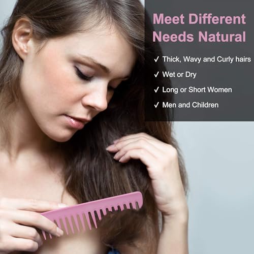 xnicx Carbon Pink Wide Tooth Detangling Comb for Curly Wet Hair