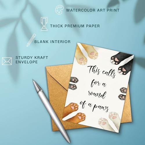 Graduation Cat Lover Card - Round of Paws Congrats with Envelope