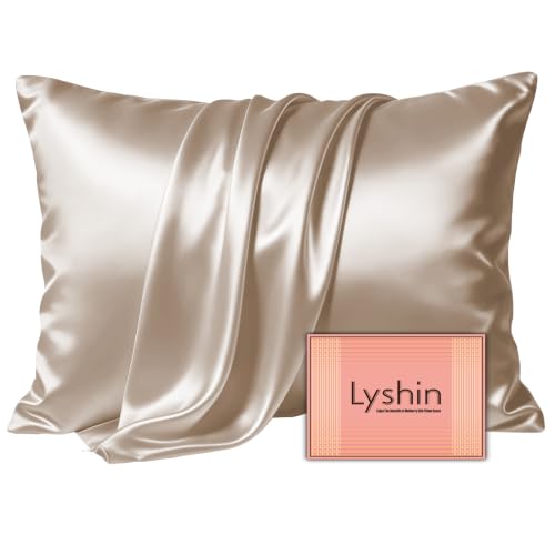 LYSHIN 19 Momme Mulberry Silk Pillowcase, Standard Size (20"x26"), Champagne