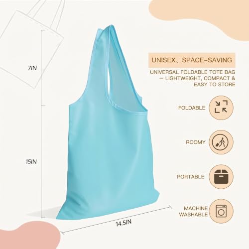 Reusable Foldable Shopping Bag - 2 Pack Waterproof Tote, Beige