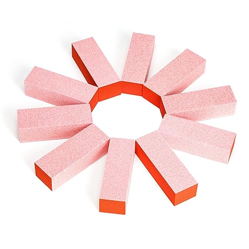 GAZEPLUS 3-Way Nail Buffer Block 60 Grit 10-Pack Orange Sponge