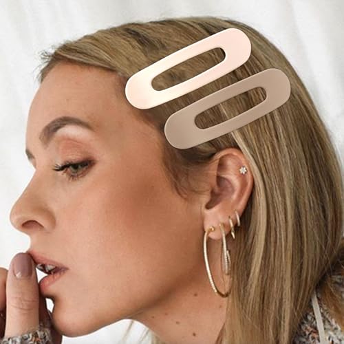 VELSCRUN Flat Hair Clips for Women, 8 Pcs Lay Flat Claw Clips Brown