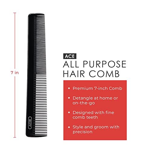 Goody Ace All Purpose Hair Comb - 7 Inch Black Styling Pocket Comb