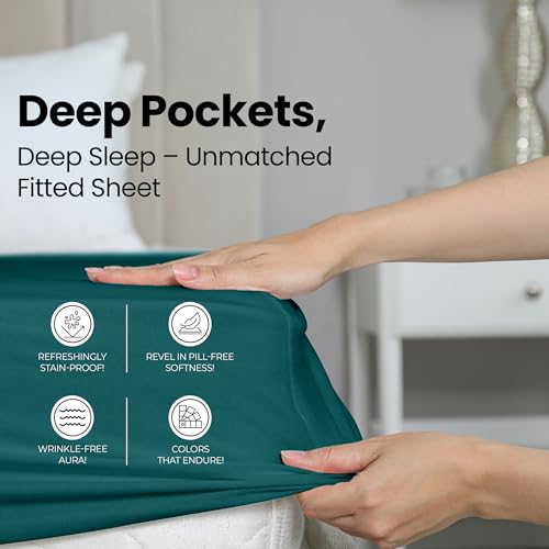 Utopia Bedding King Fitted Sheet - Deep Pocket Microfiber - Teal