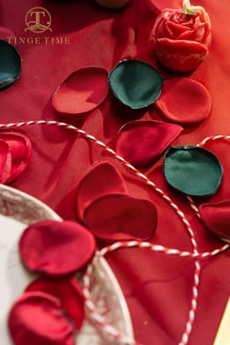 Christmas Red Artificial Flower Basket Set with Rose Petals & Flower Crown - Wedding Decor