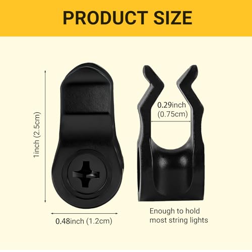 Dreecy 60 Pack Waterproof Outdoor String Light Hooks - Black