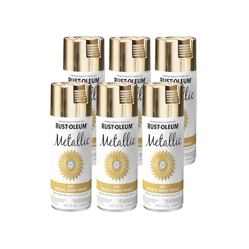 Rust-Oleum Metallic Gold Spray Paint 11oz Pack of 6 - Bright Reflective Finish