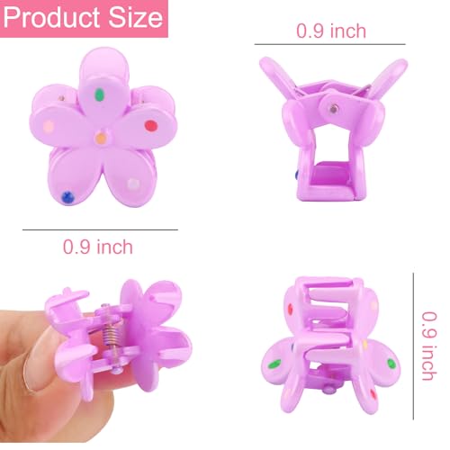 TODDER 18 Pack Small Flower Hair Clips Mini Claw Clips for Kids Women