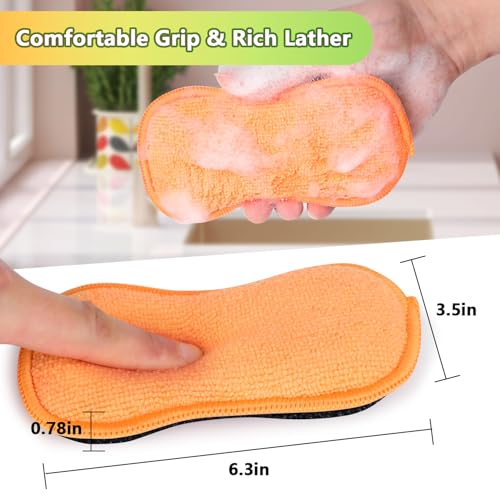GLIMGLINT 12 Pack Multicolor Non-Scratch Microfiber Dish Sponges