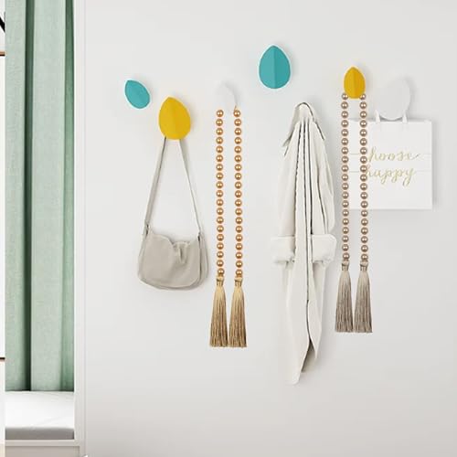 34-Inch Pearl Glass Bead Garland with Tassels - Off White Boho Decor
