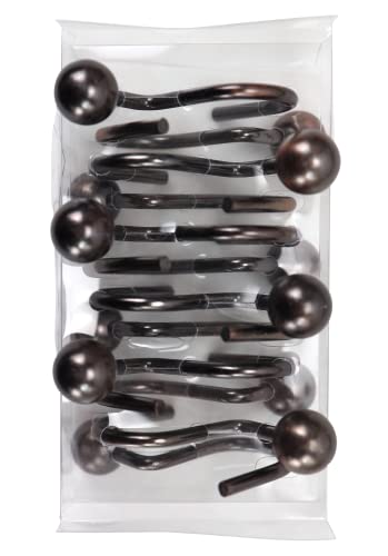 Rust-Resistant Bronze Shower Curtain Hooks - 12 Pack