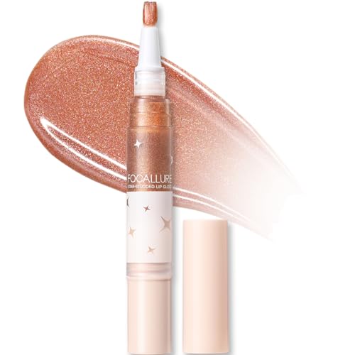 FOCALLURE Glitter Lip Gloss, Long-Lasting Hydrating Shimmer Lip Glaze