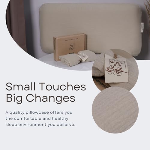 Ecru Muslin Toddler Pillowcase - 100% Organic Cotton, Double-Sided, 26x13x2.36 inches
