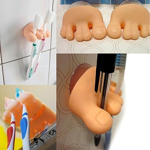 Foot-Shaped Toothbrush Holder with Suction Cup | Fun Bathroom Organizer