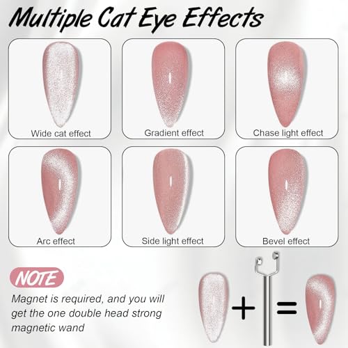Dexspoeny 3 in 1 Cat Eye Nail Magnet Y-Shaped Wand for Gel Polish