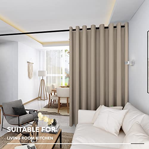 Deconovo Extra Wide Blackout Curtain Divider 180" x 108" - Khaki