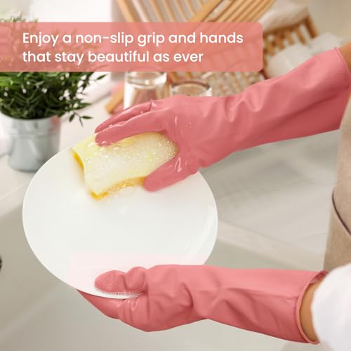 Reusable Rubber Cleaning Gloves - Boho Style, Medium Size (4 Pairs)