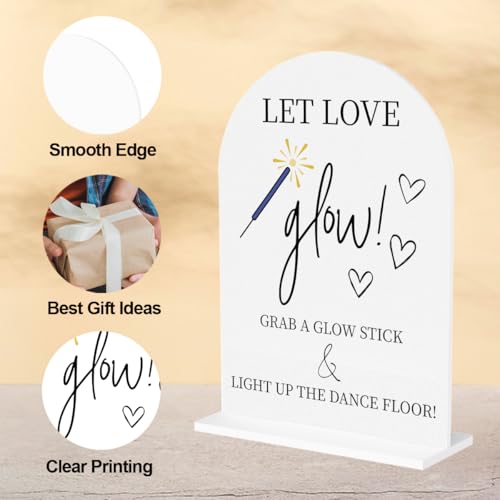 Wedding Glow Sticks Acrylic Sign, 5x7 Inch Table Decor for Dance Floor
