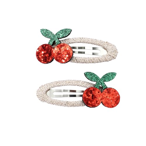 ZOONAI Glitter Cherry Hair Clips for Baby Girls Cute Cartoon Headwear 2Pcs