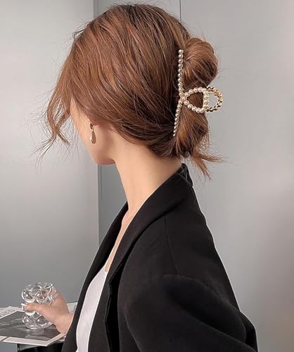 Metal Pearl Hair Claw Clip Large Rhinestone Hair Accessories for Women