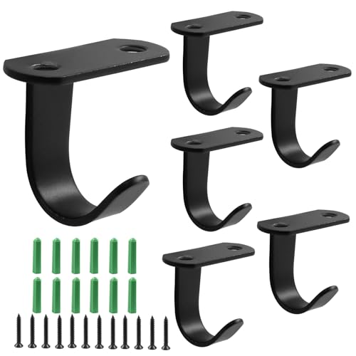 Piutouyar 6 Pack Matte Black Ceiling Hooks - Heavy Duty Stainless Steel Hangers