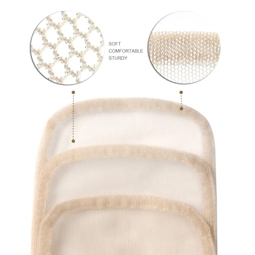 3 Pieces 4x4 Inch Lace Net for Wig Making and Hair Ventilating Beige