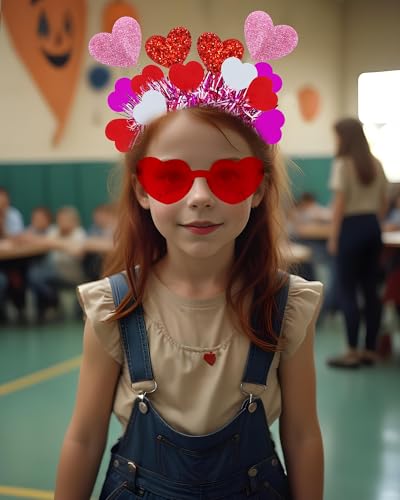 Valentine Heart Headband and Oversized Heart Sunglasses Party Set