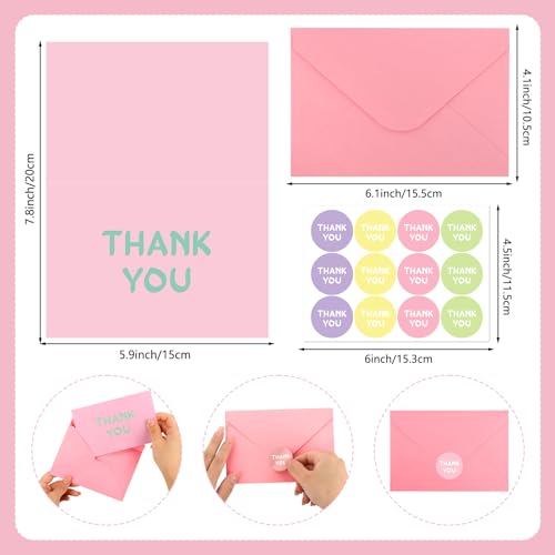 32 Pcs Colorful Thank You Cards Set with Envelopes and Stickers, 5.9x7.9"