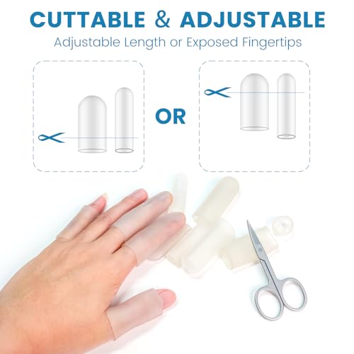 20Pcs Gel Finger Cots, Small Silicone Finger Protectors Sleeves, Fingertip Cover Caps to Heal Cracked, Eczema, Peeling, Hangnails, Corn, Calluses