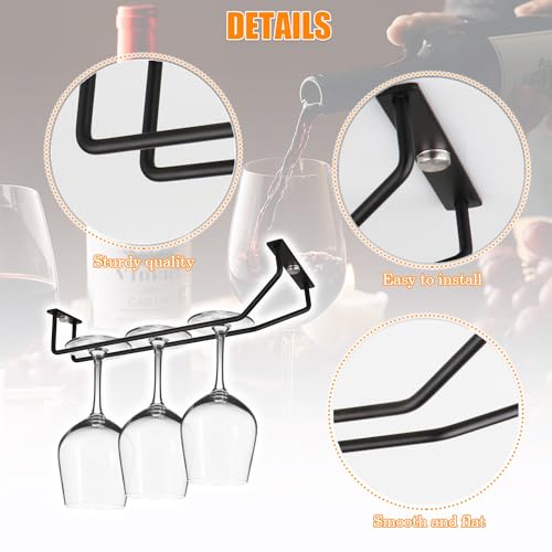 10.8 Inch Black Wine Glass Rack - Under Cabinet Stemware Holder (2 Pack)