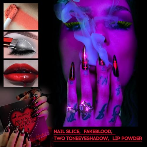 Halloween Vampire Makeup Kit with Matte Lip Powder and Fake Blood - Set C