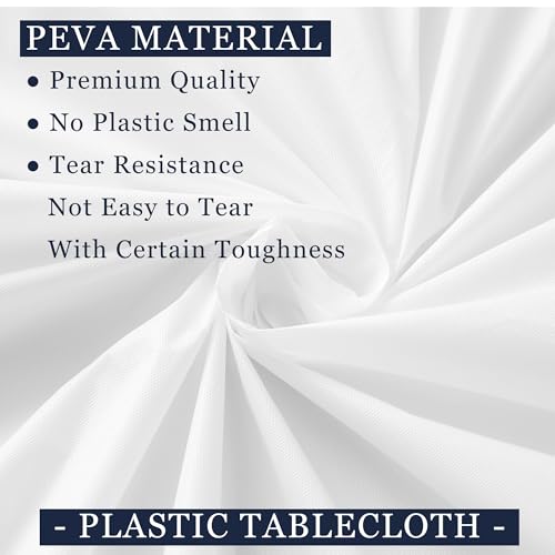 odibo White Disposable Plastic Tablecloths 2 Pack 54" x 108" PEVA