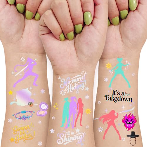 Cartoon Theme Temporary Tattoos Iridescent Foil Party Favors 108 Pcs