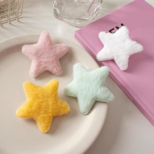 GANPUB Yellow Star Hairpins 4Pcs Soft Fluffy Anti-Slip Bangs Clips