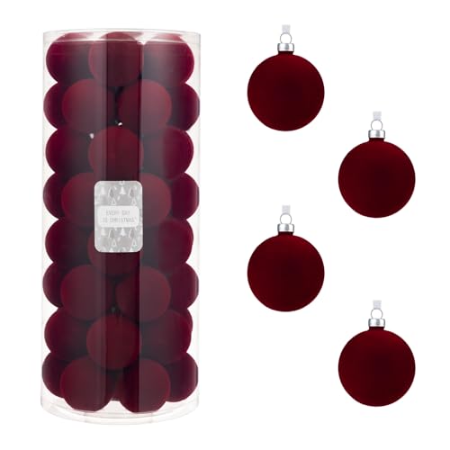 Velvet Burgundy Christmas Ornaments Set - Shatterproof 50 Count, 57mm / 2.24"