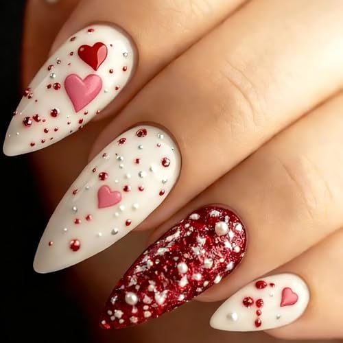 Valentine's Day 5D Nail Stickers - Red & Pink Heart Nail Decals